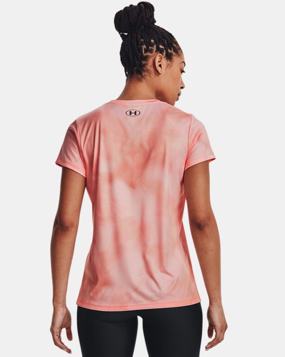 Women's UA Velocity Printed V-Neck Short Sleeve, Pink, pdpMainDesktop image number 1